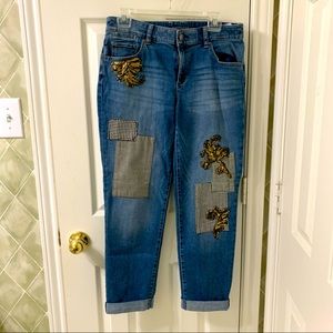 Chico’s Platinum BOYFRIEND Jeans Sz 0 Patches